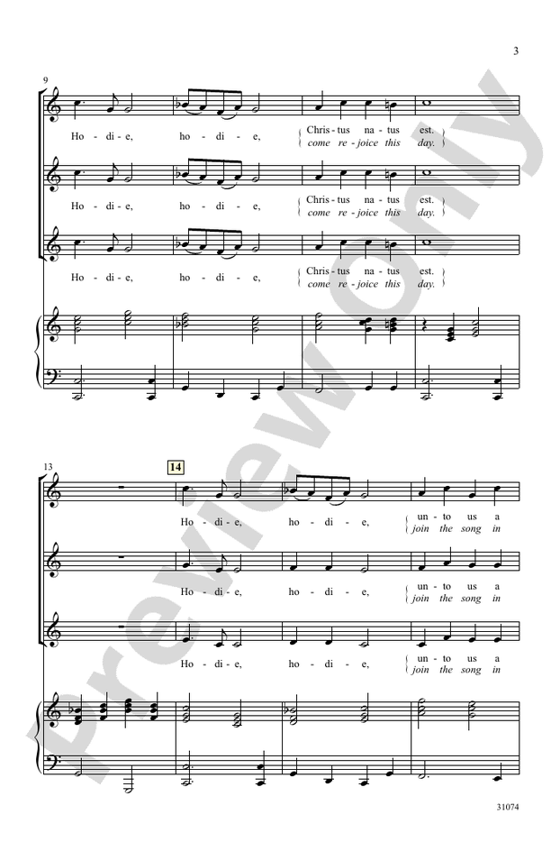 Hodie - George L. O. Strid – SSA Choral Octavo (Digital Download)