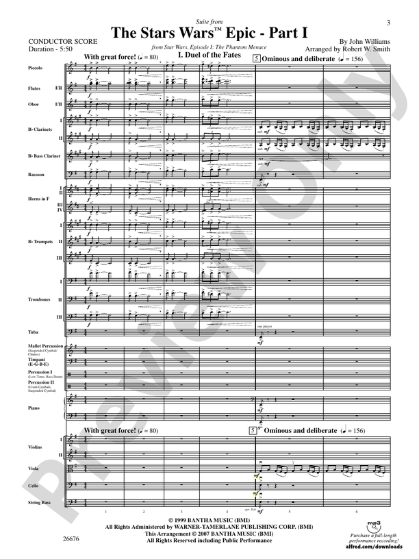 Suite from the Star Wars Epic -- Part I - Full Orchestra Conductor Score & Parts (Digital Download)