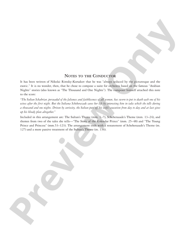 Themes from Scheherazade – Full Orchestra Conductor Score & Parts (Digital Download)