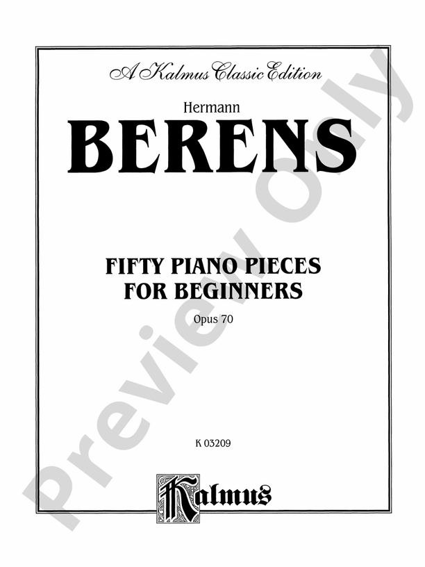 Berens - Fifty Piano Pieces for Beginners, Op. 70 - Piano Solo (Digital Download)