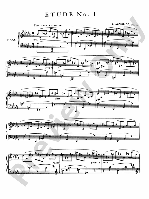 Scriabin - Eight Etudes, Op. 42 - Piano Solo (Digital Download)