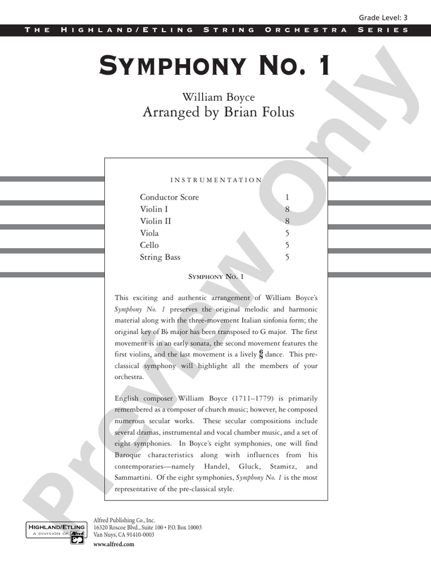 Symphony No. 1 – String Orchestra Conductor Score & Parts (Digital Download)