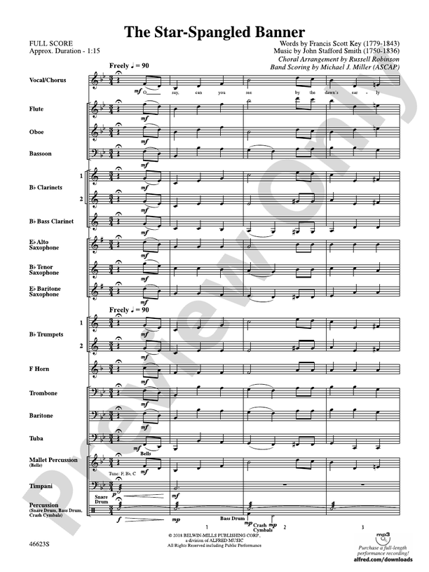 The Star-Spangled Banner (Arr. Russell Robinson, Michael J Miller) - Concert Band Conductor Score & Parts (Digital Download)