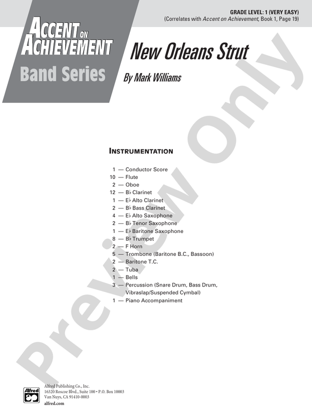 New Orleans Strut - Concert Band Conductor Score & Parts (Digital Download)