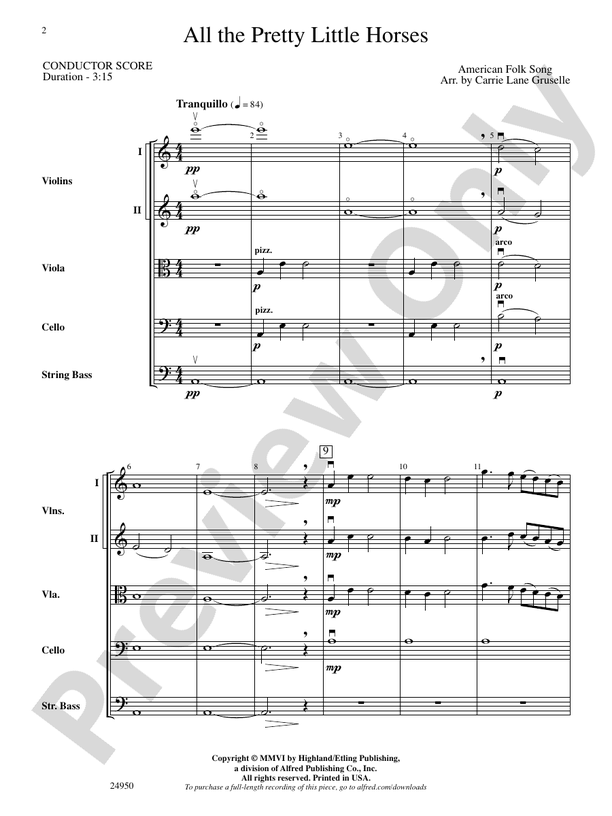 All the Pretty Little Horses – String Orchestra Conductor Score & Parts (Digital Download)