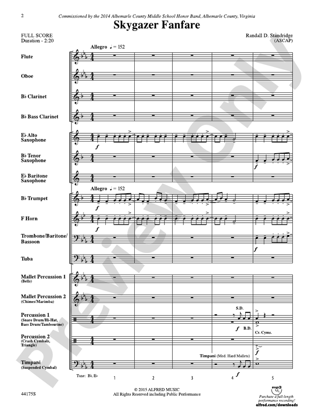 Skygazer Fanfare - Concert Band Conductor Score & Parts (Digital Download)