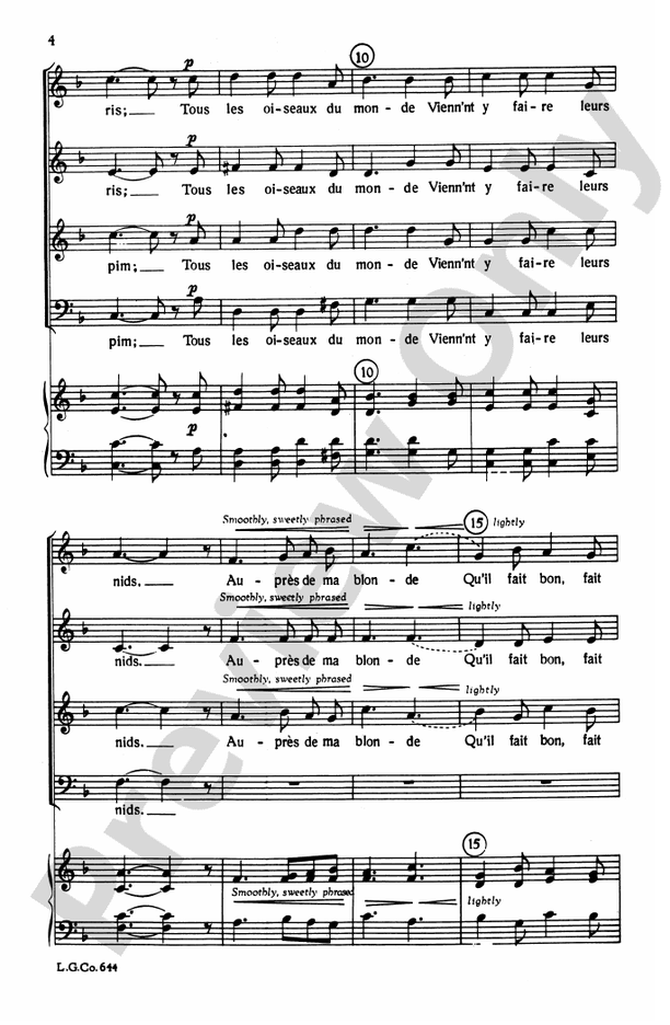 Aupres de ma Blonde – SATB Choral Octavo (Digital Download)