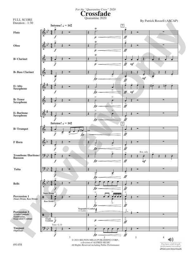 Crossfade - Concert Band Conductor Score & Parts (Digital Download)