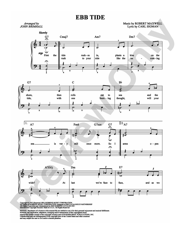 Ebb Tide - Arr. John Brimhall - Easy Piano (Digital Download)