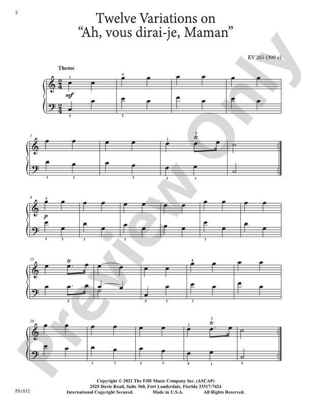 Mozart - Twelve Variations on "Ah, vous dirai-je, Maman" - Piano (Digital Download)