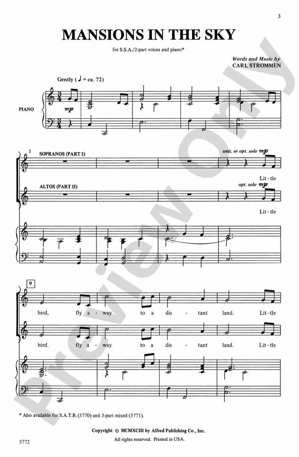 Mansions in the Sky – 2-Part/SSA Choral Octavo (Digital Download)