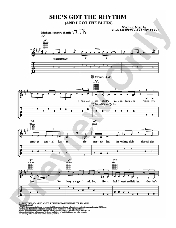 She's Got the Rhythm (And I Got the Blues) - Easy Guitar (Digital Download)