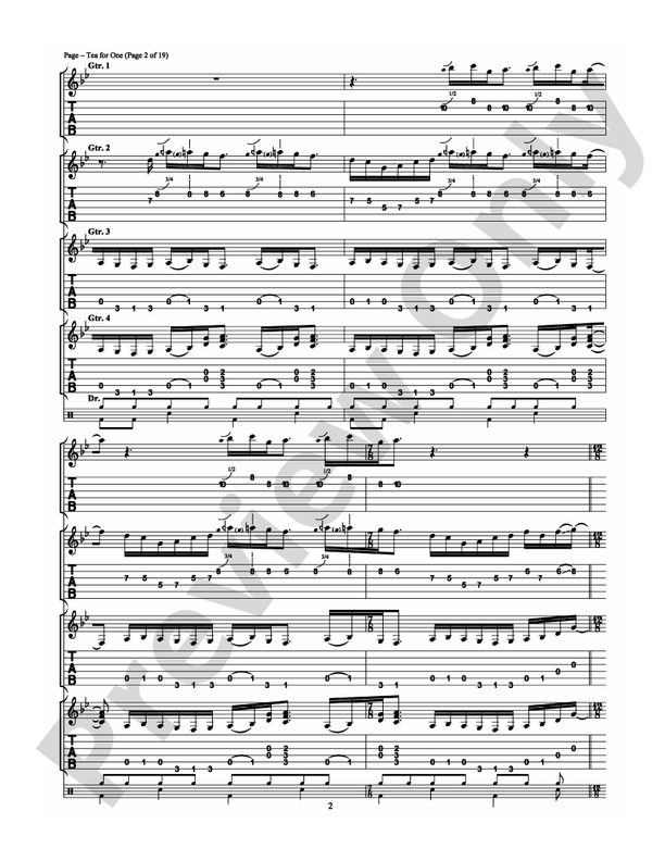 Tea for One - Guitar TAB (Digital Download)