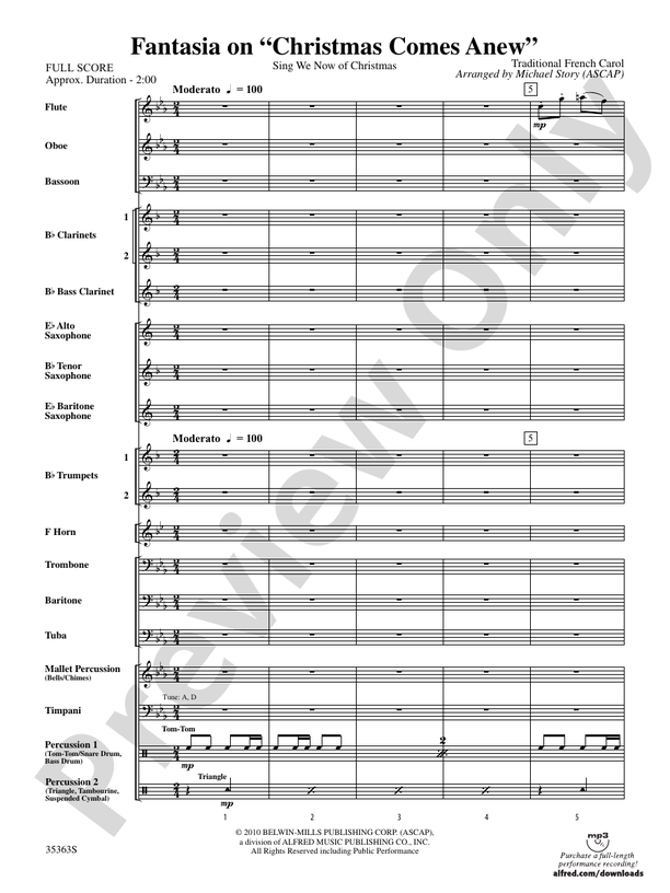 Fantasia on "Christmas Comes Anew" - Concert Band Conductor Score & Parts (Digital Download)