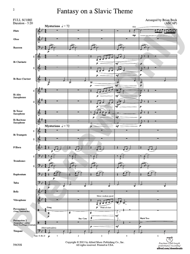 Fantasy on a Slavic Theme - Concert Band Conductor Score & Parts (Digital Download)