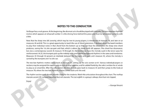 Fat Burger - Jazz Ensemble Conductor Score & Parts(Digital Download)