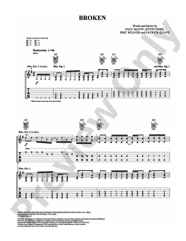 Broken - 12 Stones - Guitar TAB (Digital Download)