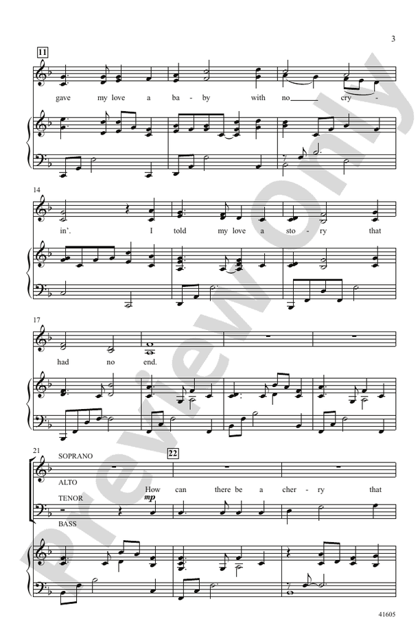 I Gave My Love a Cherry – SATB Choral Octavo - Digital Sheet Music Download (Digital Download)