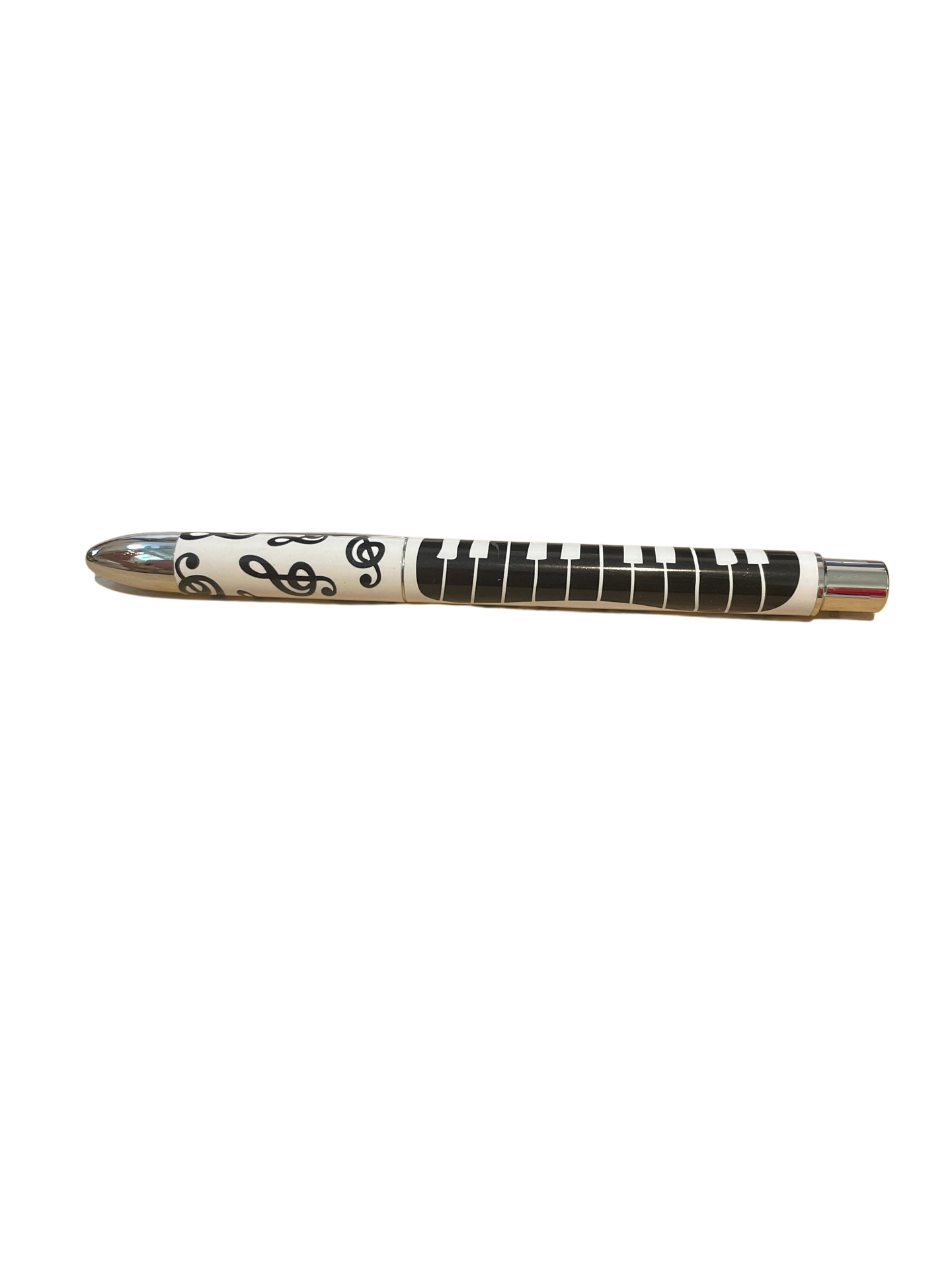 Music Pen White with Black Treble Clefs and a Black Keyboard