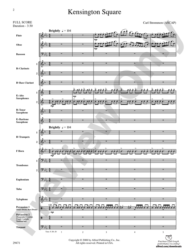 Kensington Square - Concert Band Conductor Score & Parts (Digital Download)