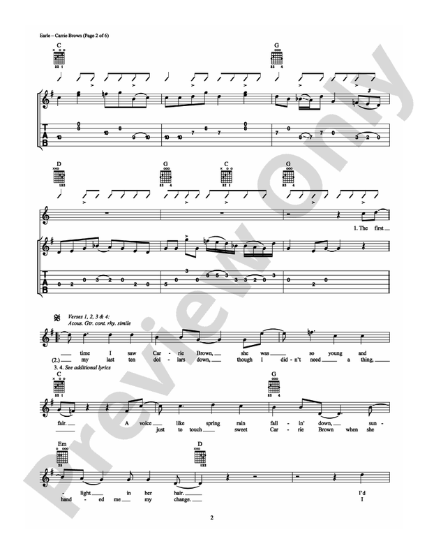 Carrie Brown - Guitar TAB (Digital Download)