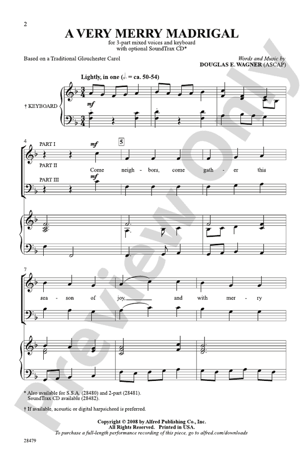 A Very Merry Madrigal - 3-Part Mixed Choral Octavo (Digital Download)