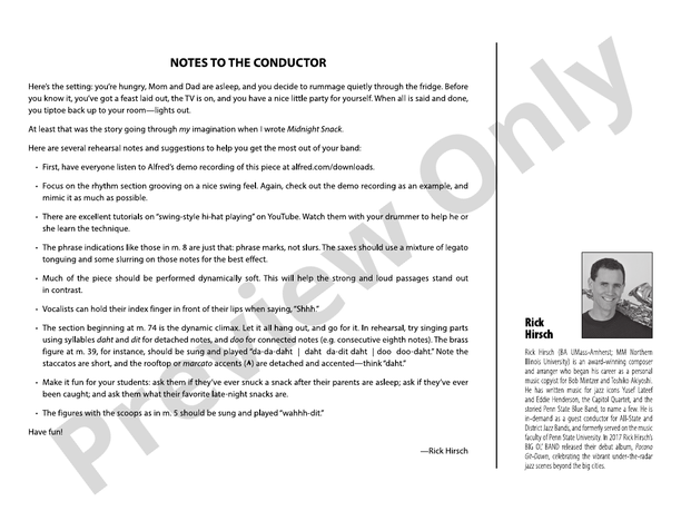 Midnight Snack – Jazz Ensemble Conductor Score & Parts (Digital Download)