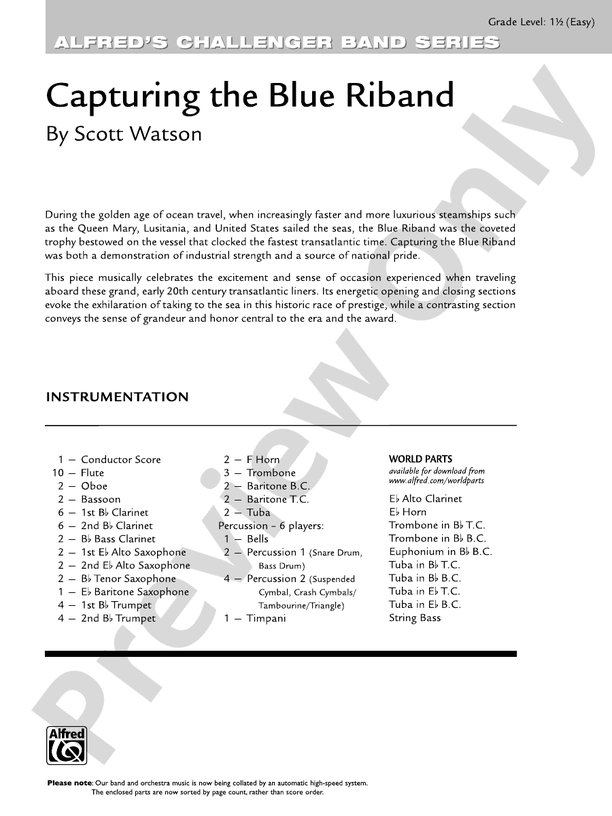 Capturing the Blue Riband - Concert Band Conductor Score & Parts (Digital Download)