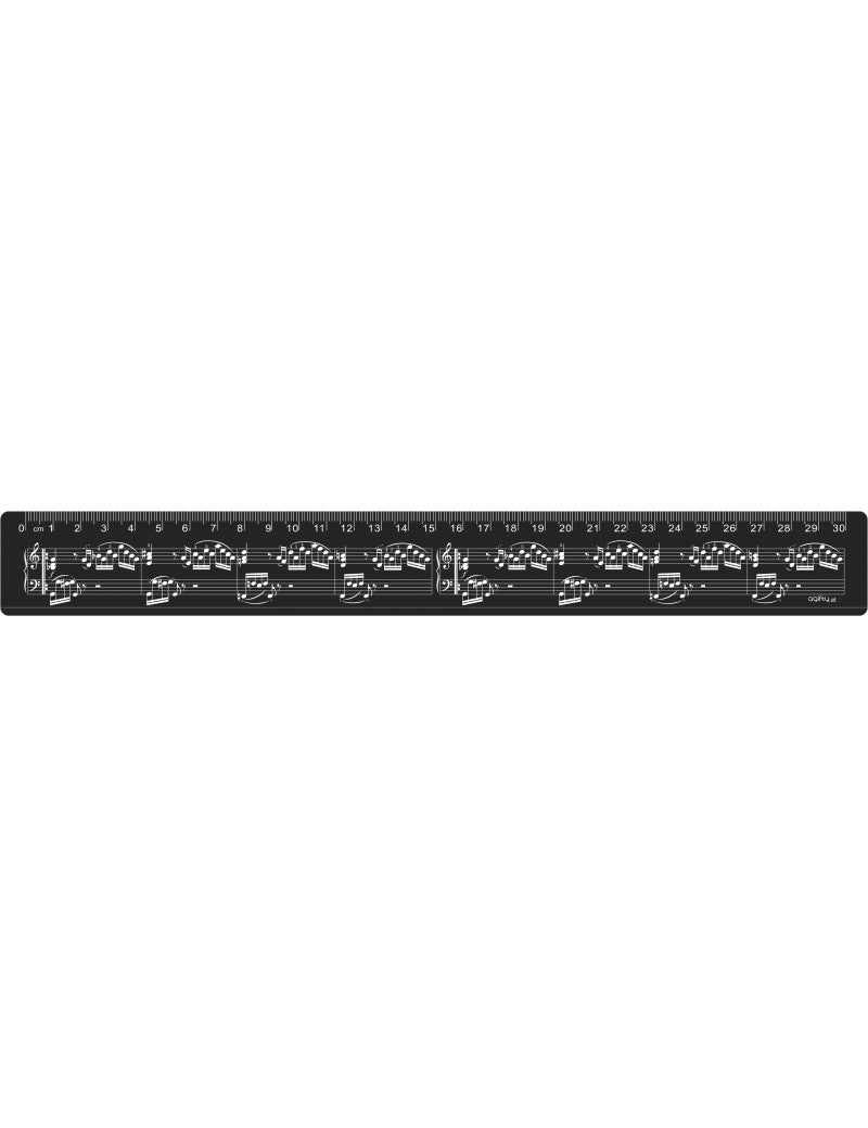 Ruler 30cm Black with White Manuscript