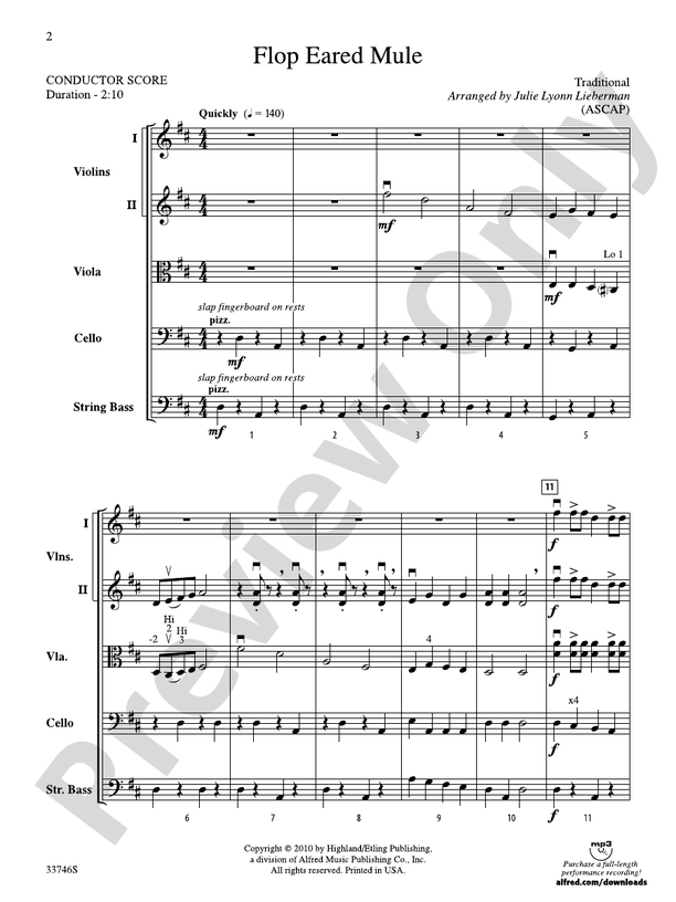 Flop Eared Mule – String Orchestra Conductor Score & Parts (Digital Download)