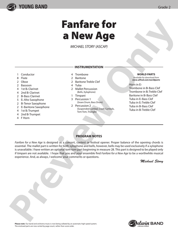 Fanfare for a New Age - Concert Band Conductor Score & Parts (Digital Download)
