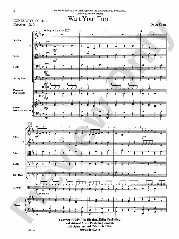 Wait Your Turn! – String Orchestra Conductor Score & Parts (Digital Download)