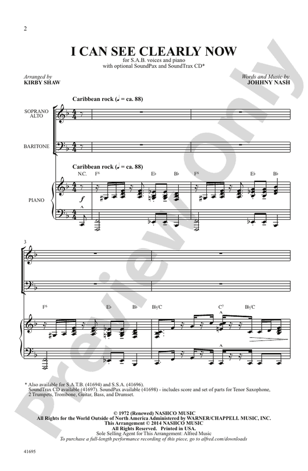 I Can See Clearly Now – SAB Choral Octavo (Digital Download)