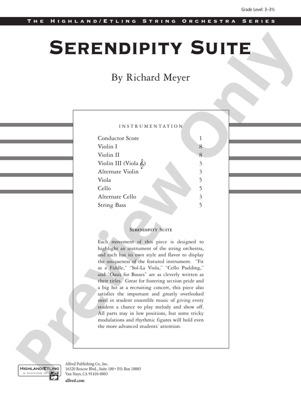Serendipity Suite – String Orchestra Conductor Score & Parts (Digital Download)