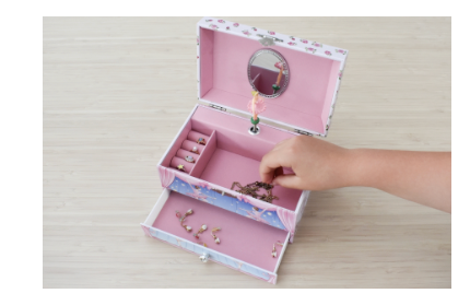 Ballet Jewellery Box Ballerina with Pink Rose Box Rectangular Shaped Large Heirloom