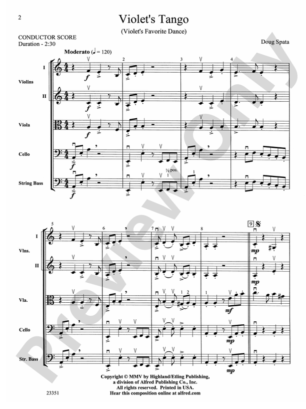 Violet's Tango – String Orchestra Conductor Score & Parts (Digital Download)