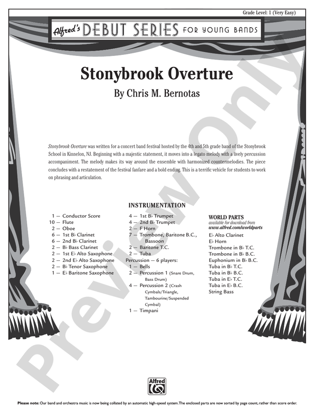 Stonybrook Overture - Concert Band Conductor Score & Parts (Digital Download)