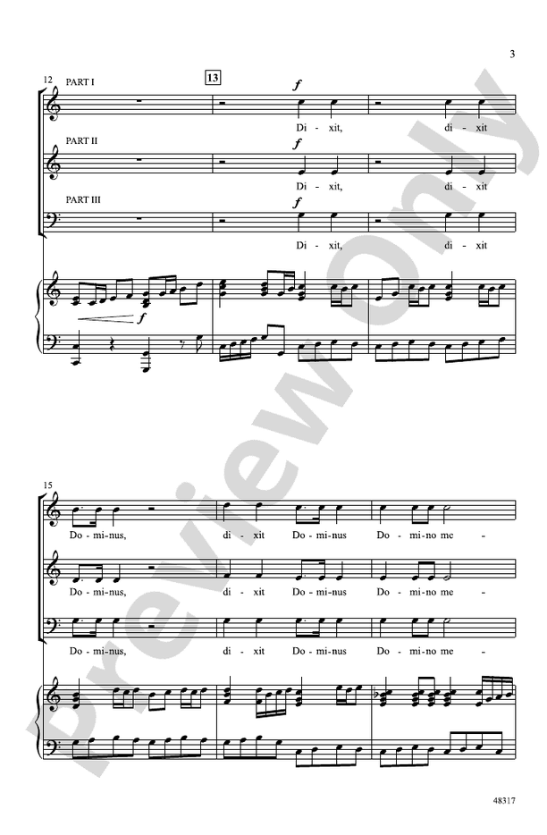 Dixit Dominus – 3-Part Mixed Choral Octavo (Digital Download)