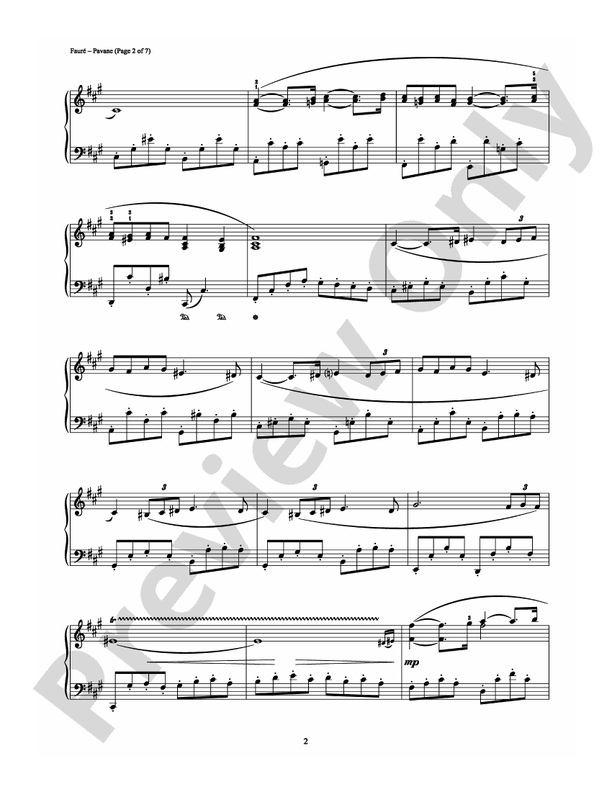 Faure - Pavane - Piano (Digital Download)