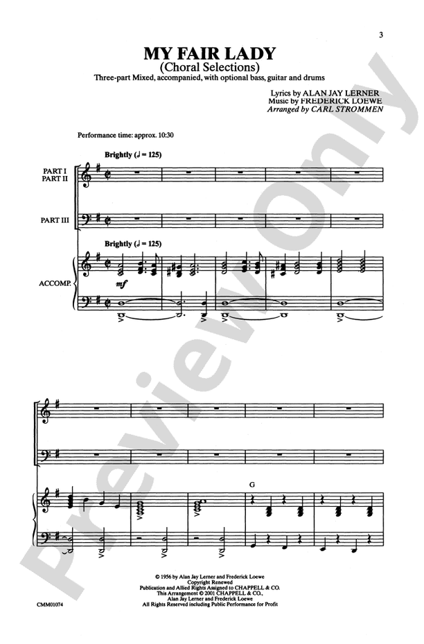 My Fair Lady (Choral Selections) – 3-Part Mixed Choral Octavo (Digital Download)
