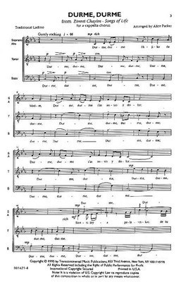 Durme, Durme (Sleep, Sleep) - SATB Alice Parker Transcontinental Music Choral Score Octavo