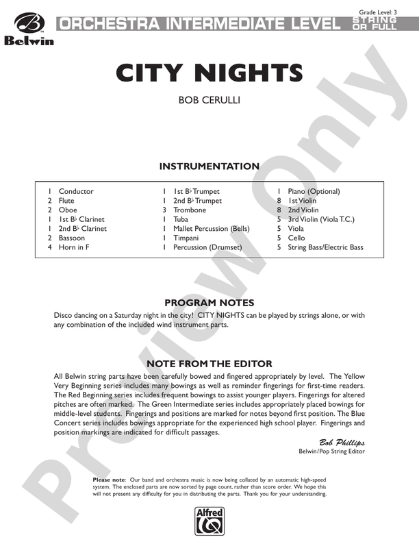 City Nights – Full Orchestra Conductor Score & Parts (Digital Download)
