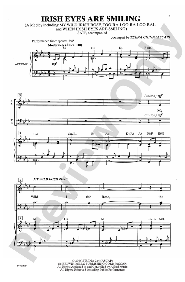 Irish Eyes Are Smiling - SATB Choral Octavo (Digital Download)