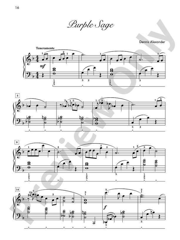 Purple Sage - Piano Solo (Digital Download)