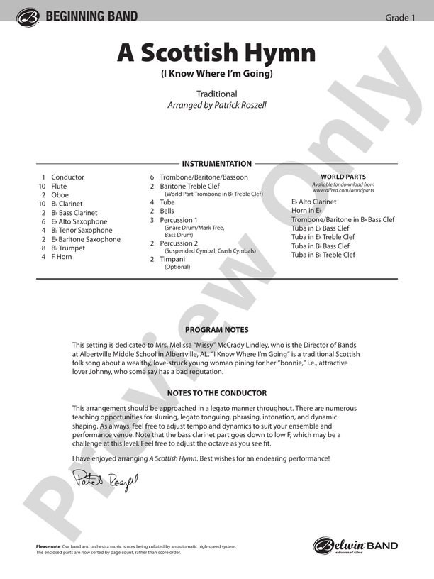 A Scottish Hymn - Concert Band Conductor Score & Parts (Digital Download)