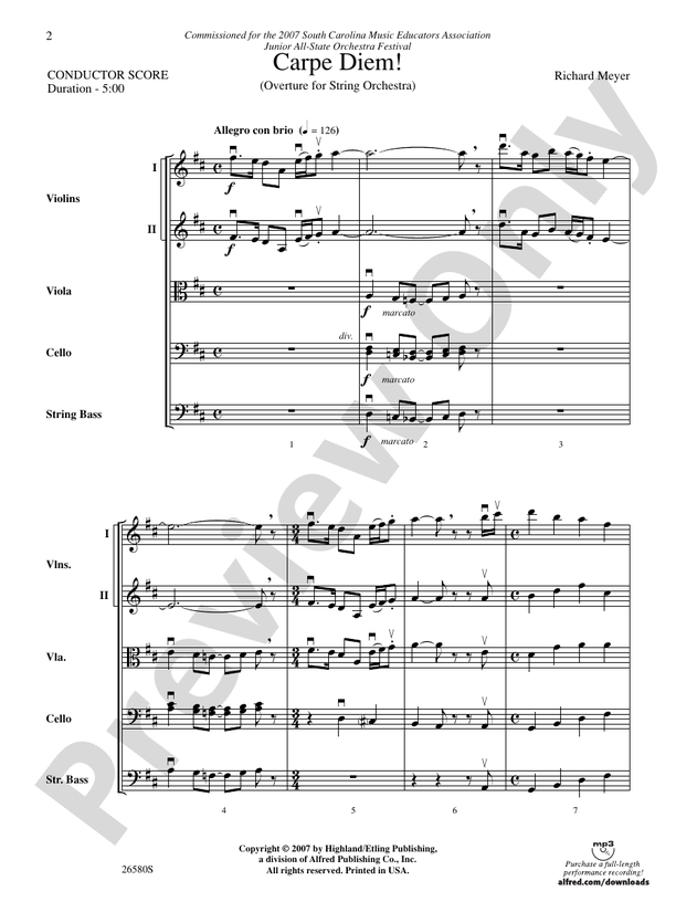 Carpe Diem! – String Orchestra Conductor Score & Parts (Digital Download)