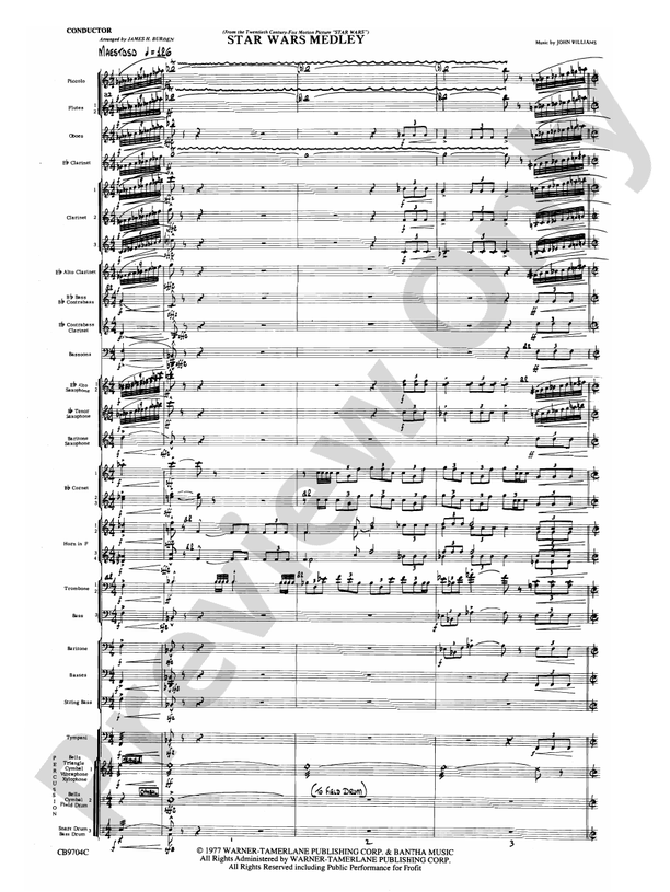 Star Wars Medley (Grade 4) - Concert Band Conductor Score & Parts (Digital Download)