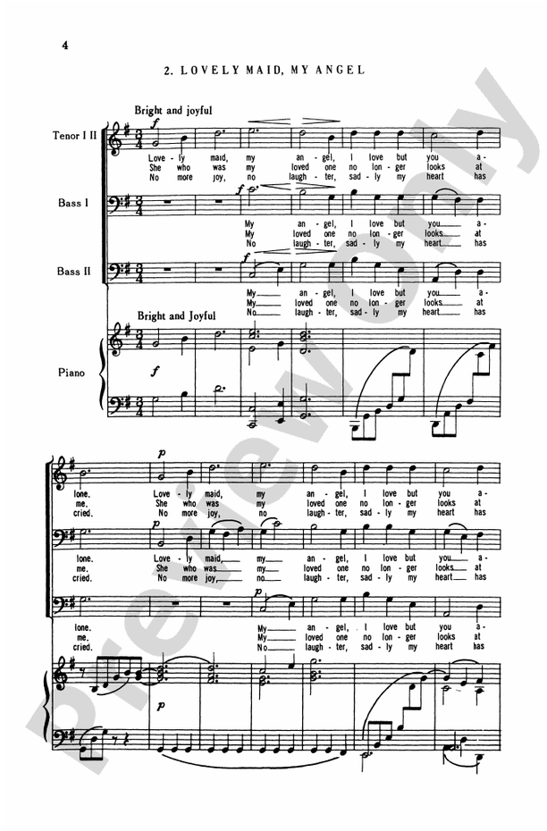 Five German Folk Songs – TTBB Choral Octavo (Digital Download)