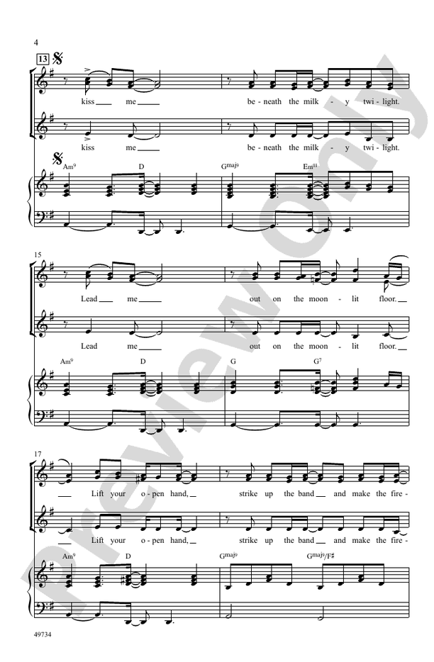 Kiss Me - SSA Choral Octavo (Digital Download)