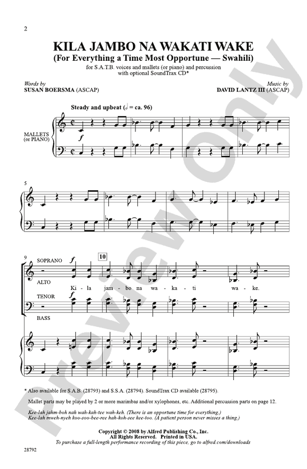 Kila Jambo na Wakati Wake (For Everything a Time Most Opportune - Swahili) – SATB Choral Octavo (Digital Download)